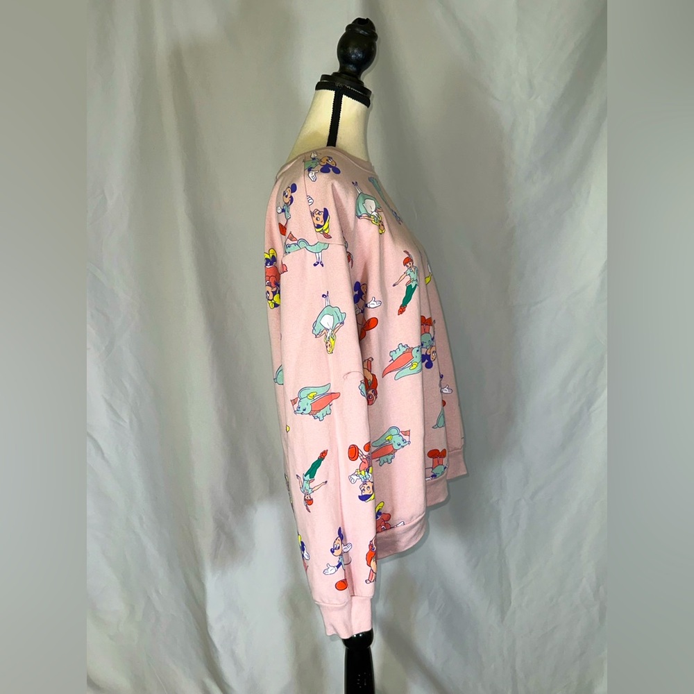 Disney 100 Characters Sweatshirt Pink Alice Lady Peter Pan Dumbo Mickey XL 15-17 - Picture 4 of 7